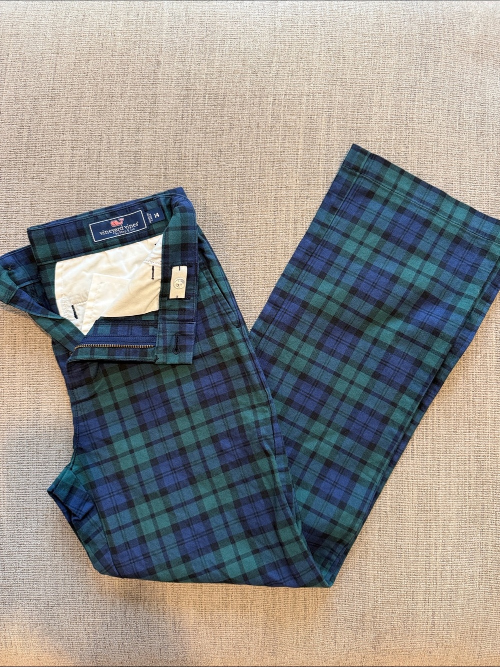 BOYS Vineyard Vines Blue & Green Plaid Trousers